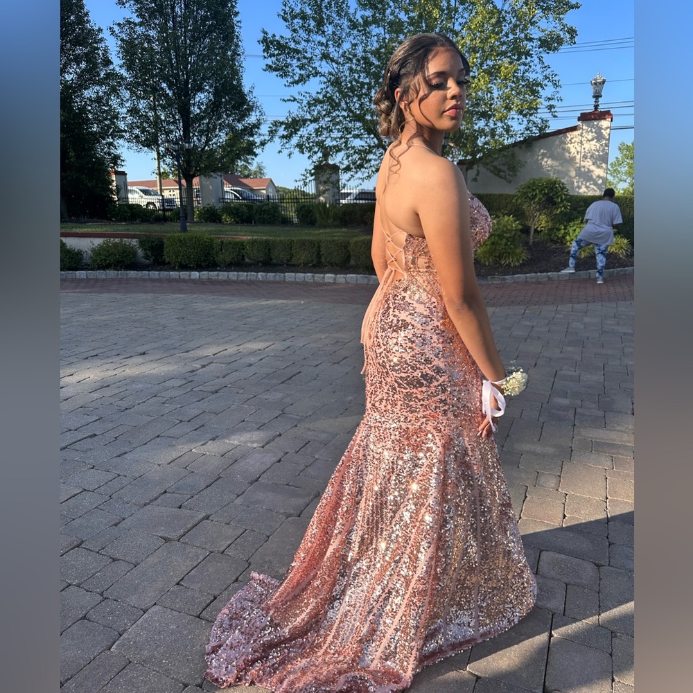 Rose Gold Sequins Prom Dress wore ONE TIME!!